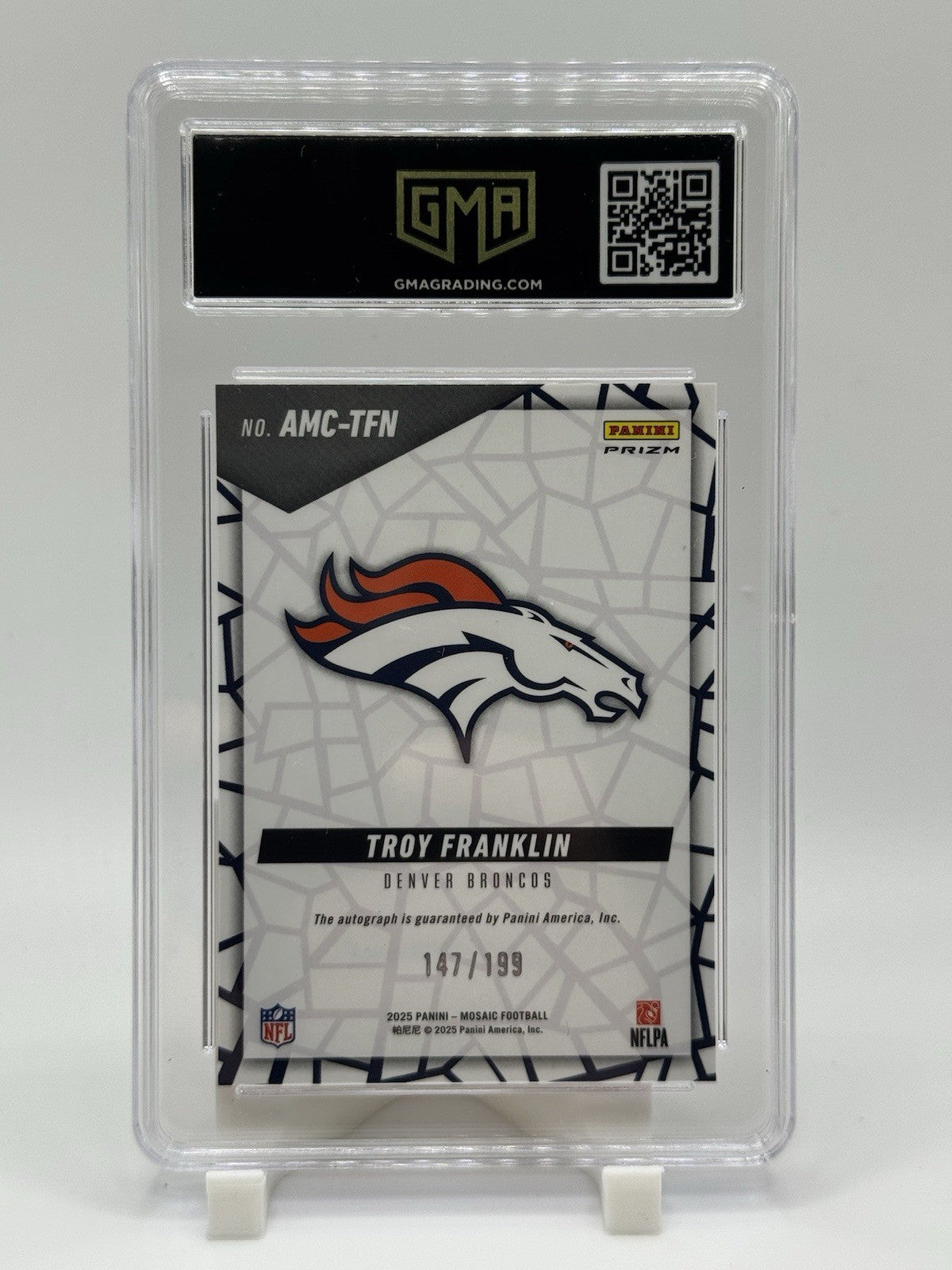 2025 Panini Mosaic Troy Franklin Red Prizm Autograph 147/199 Denver Broncos