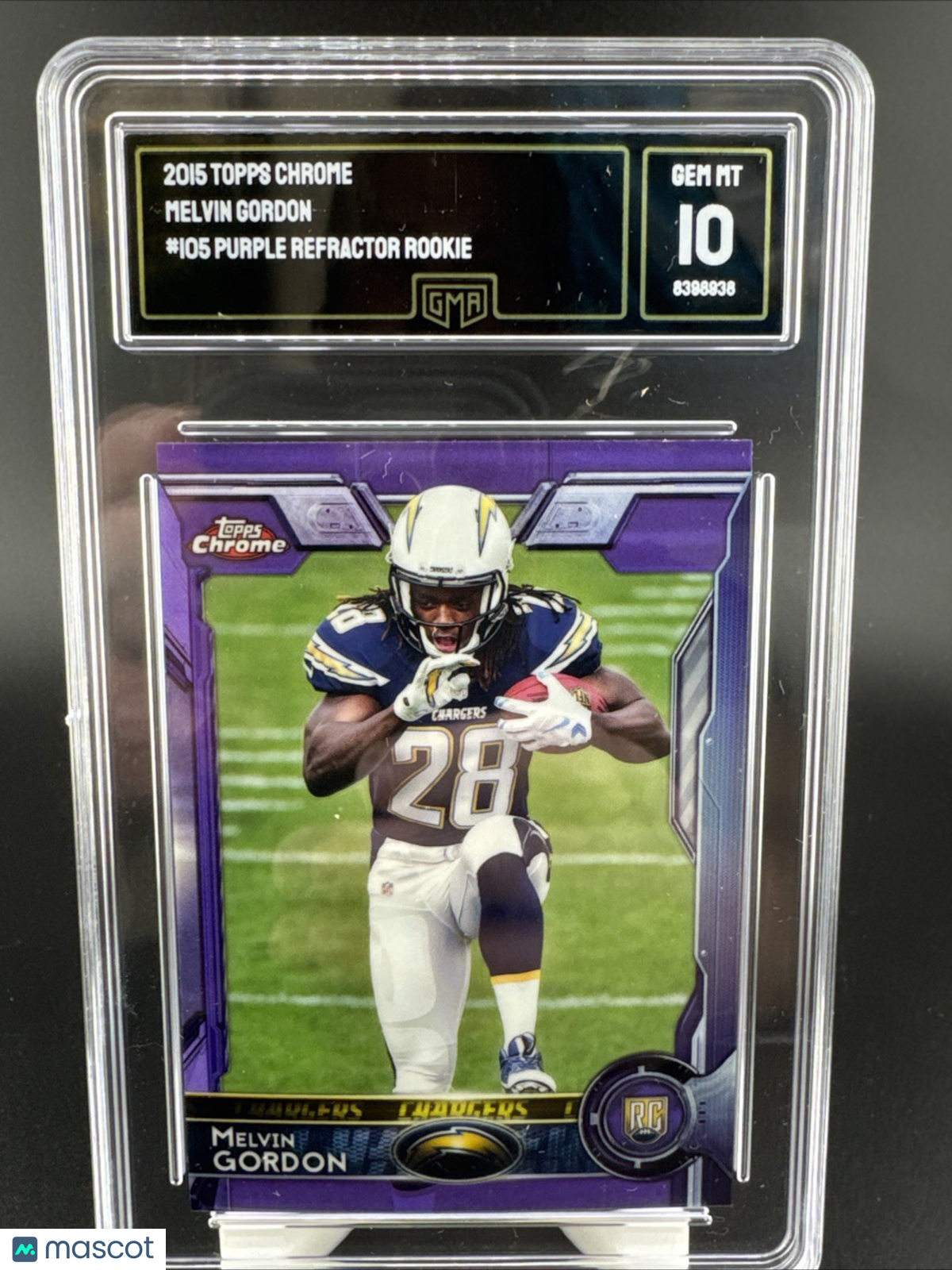 2015 Topps Chrome Rookies Melvin Gordon #105, Purple Ref (RC) GMA GEM MT 10