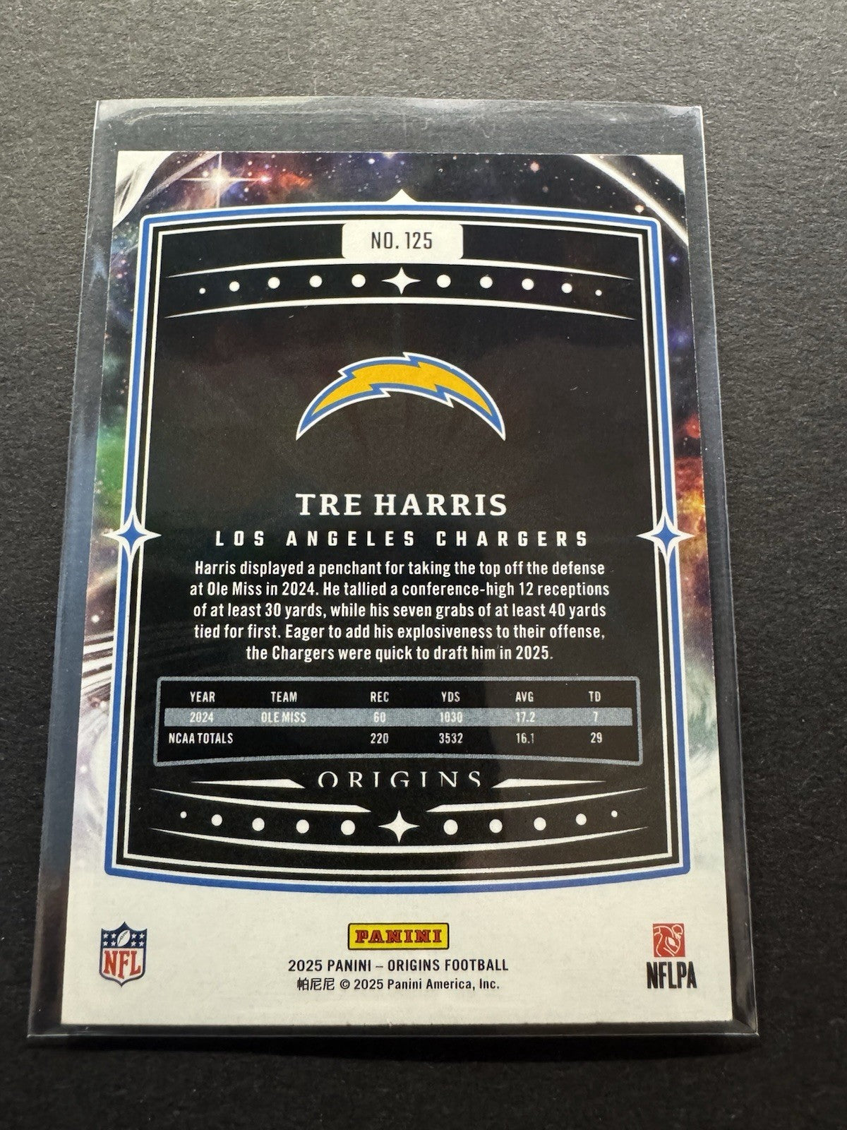2025 Panini Origins Tre Harris RC 34/249 No.125 Chargers