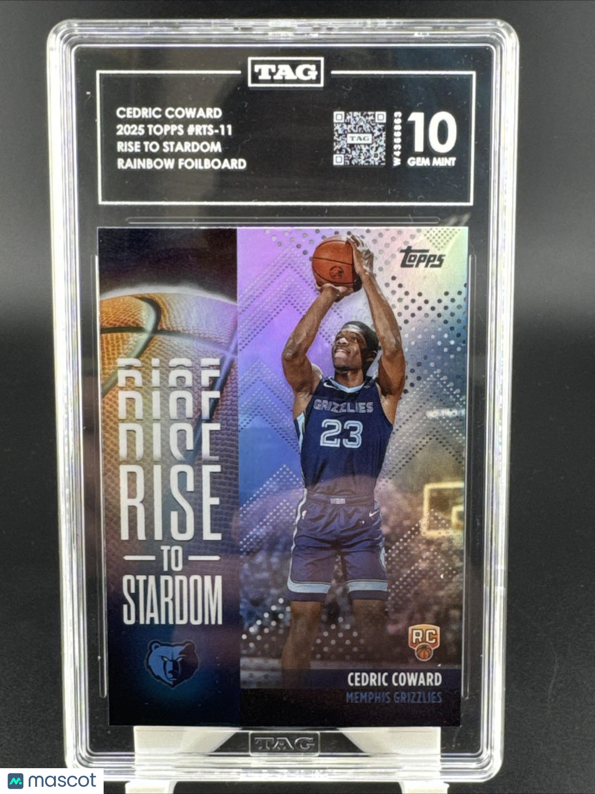 2025 Topps Basketball Cedric Coward Rise To Stardom Rookie Rainbow RTS-11 TAG 10