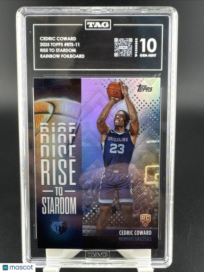 2025 Topps Basketball Cedric Coward Rise To Stardom Rookie Rainbow RTS-11 TAG 10