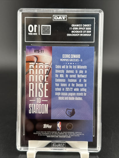 2025 Topps Basketball Cedric Coward Rise To Stardom Rookie Rainbow RTS-11 TAG 10