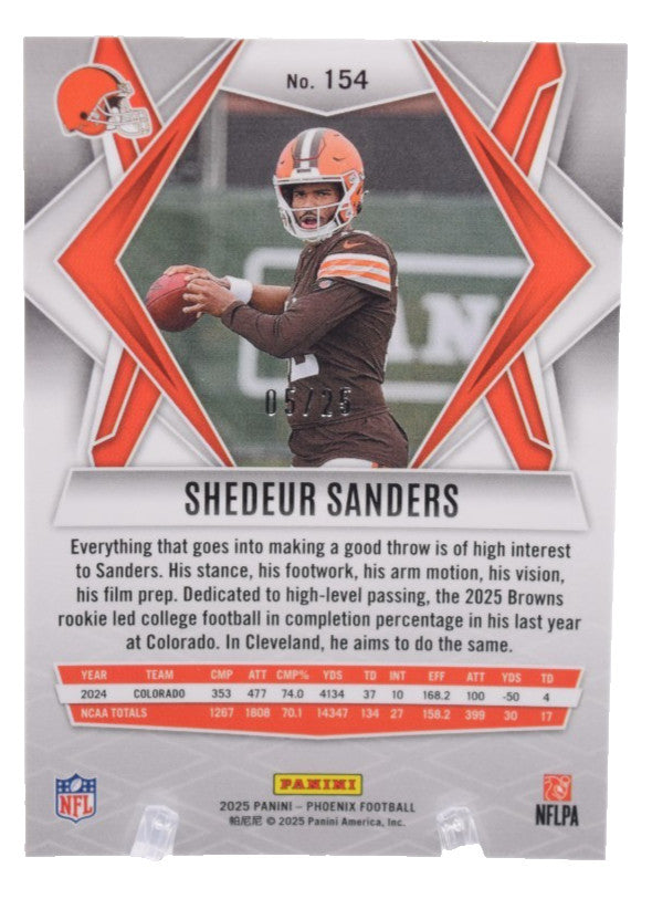 2025 Panini Phoenix Shedeur Sanders Rookie Card Green Hyper /25 Browns