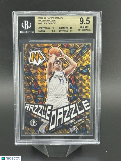 2022 Mosaic Luka Doncic Dallas Mavericks Razzle Dazzle Case Hit #3 BGS 9.5