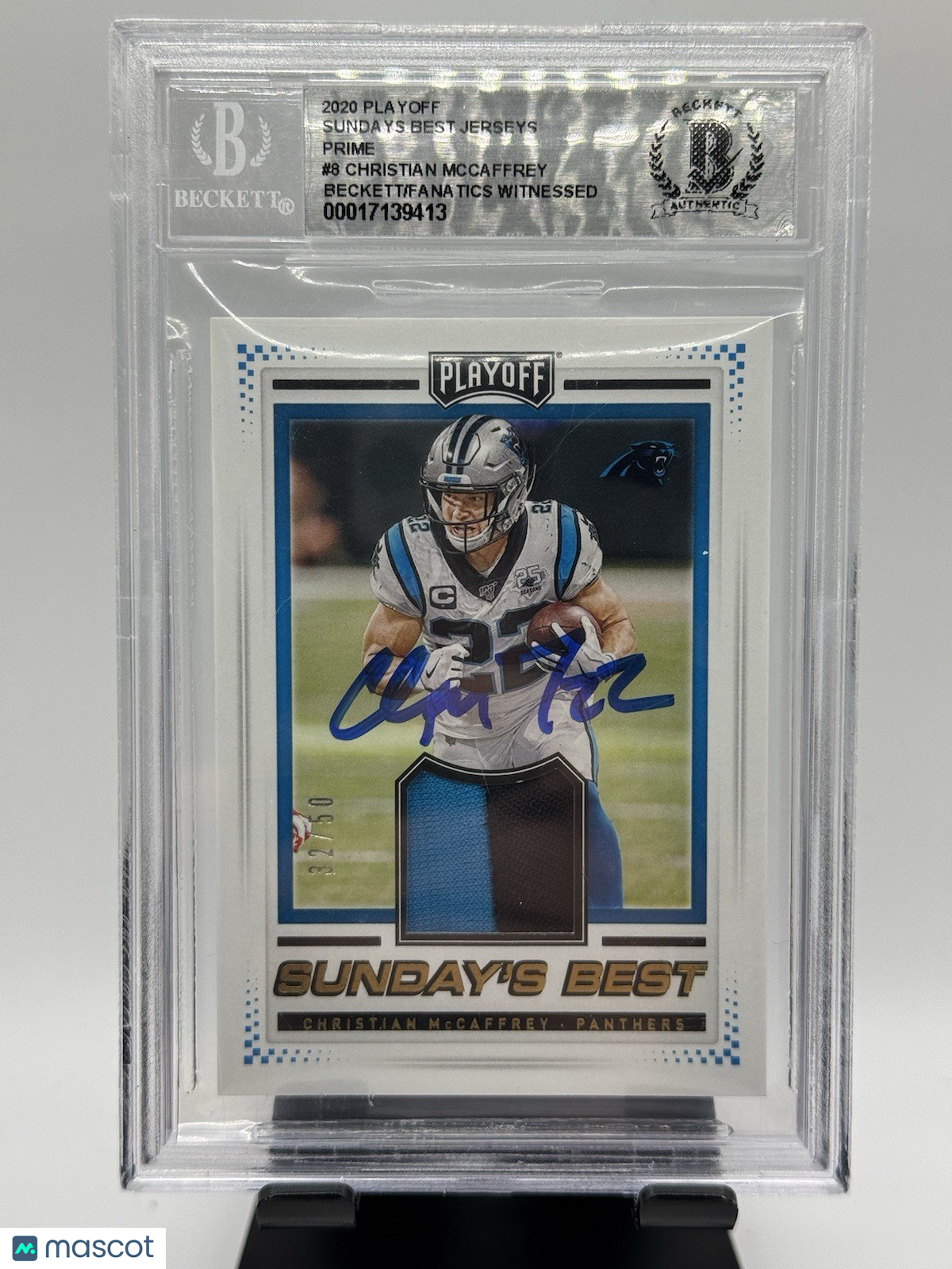 Christian McCaffrey 2020 Playoff Sunday's Best Jersey Beckett Authentic Auto /50