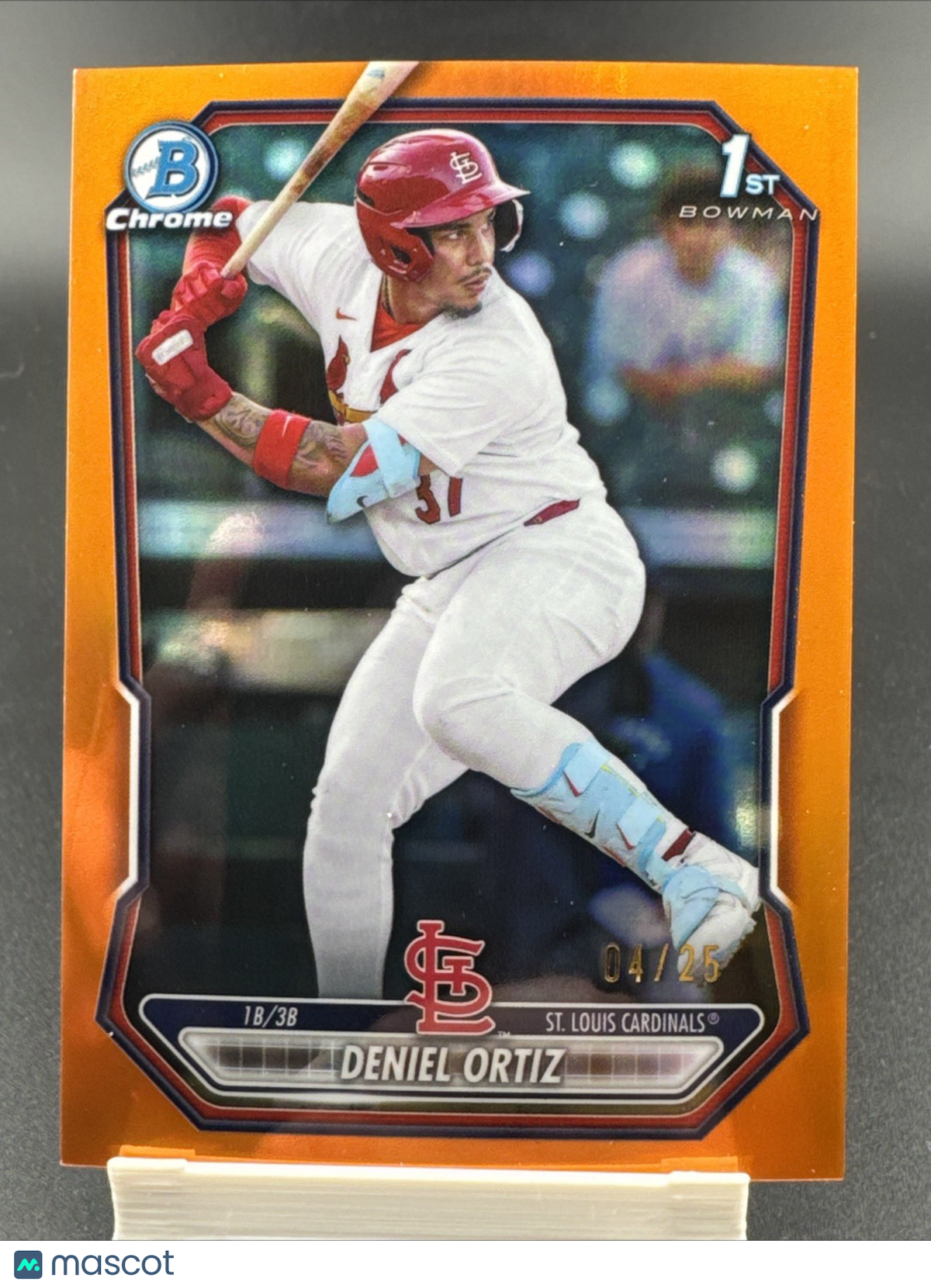 2026 Bowman Deniel Ortiz /25 True Orange Refractor 1st BCP-22 St Louis Cardinals