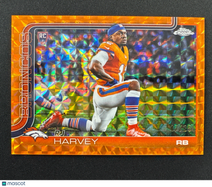 /25  RJ Harvey Broncos #330 Rookie Orange Parallel Color Match Topps Chrome 2025