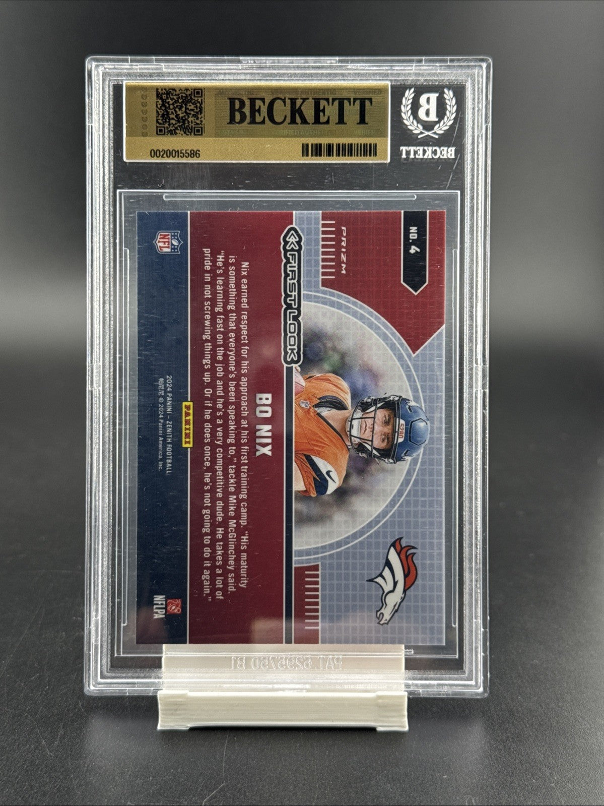 2024 Panini Zenith - First Look Bo Nix #4 (RC) Case Hit BGS 9.5
