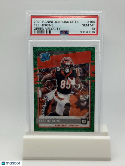 2020 Donruss Optic Rated Rookies Tee Higgins #160 Green Velocity RC PSA 10