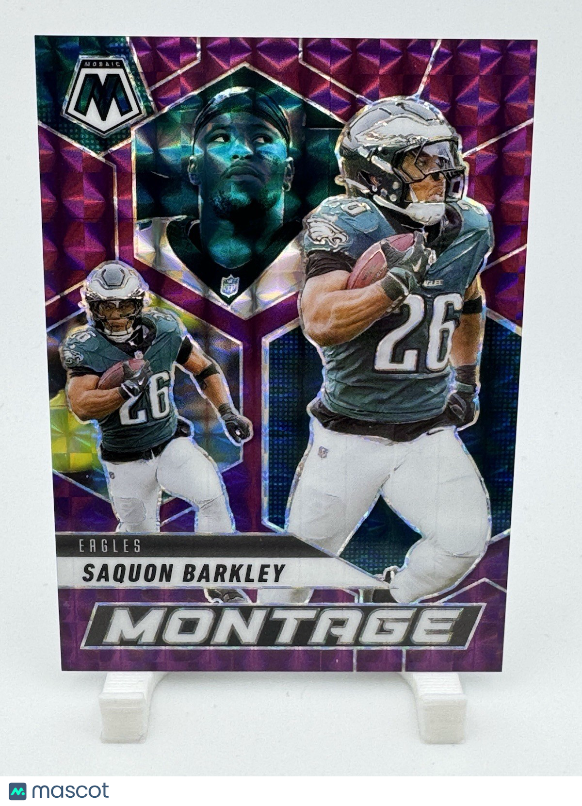 2025 Panini Mosaic Montage Saquon Barkley #12 Purple Mosaic Prizm /49 Eagles 🦅