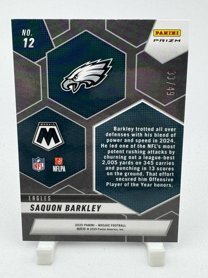 2025 Panini Mosaic Montage Saquon Barkley #12 Purple Mosaic Prizm /49 Eagles 🦅
