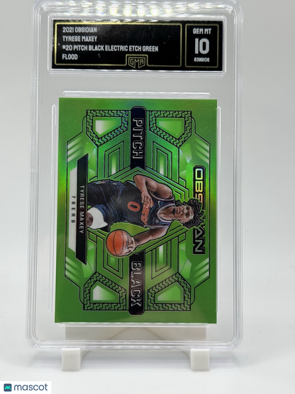 2021-22 Panini Obsidian TYRESE MAXEY Green Flood Pitch Black #20 76ers GMA 10