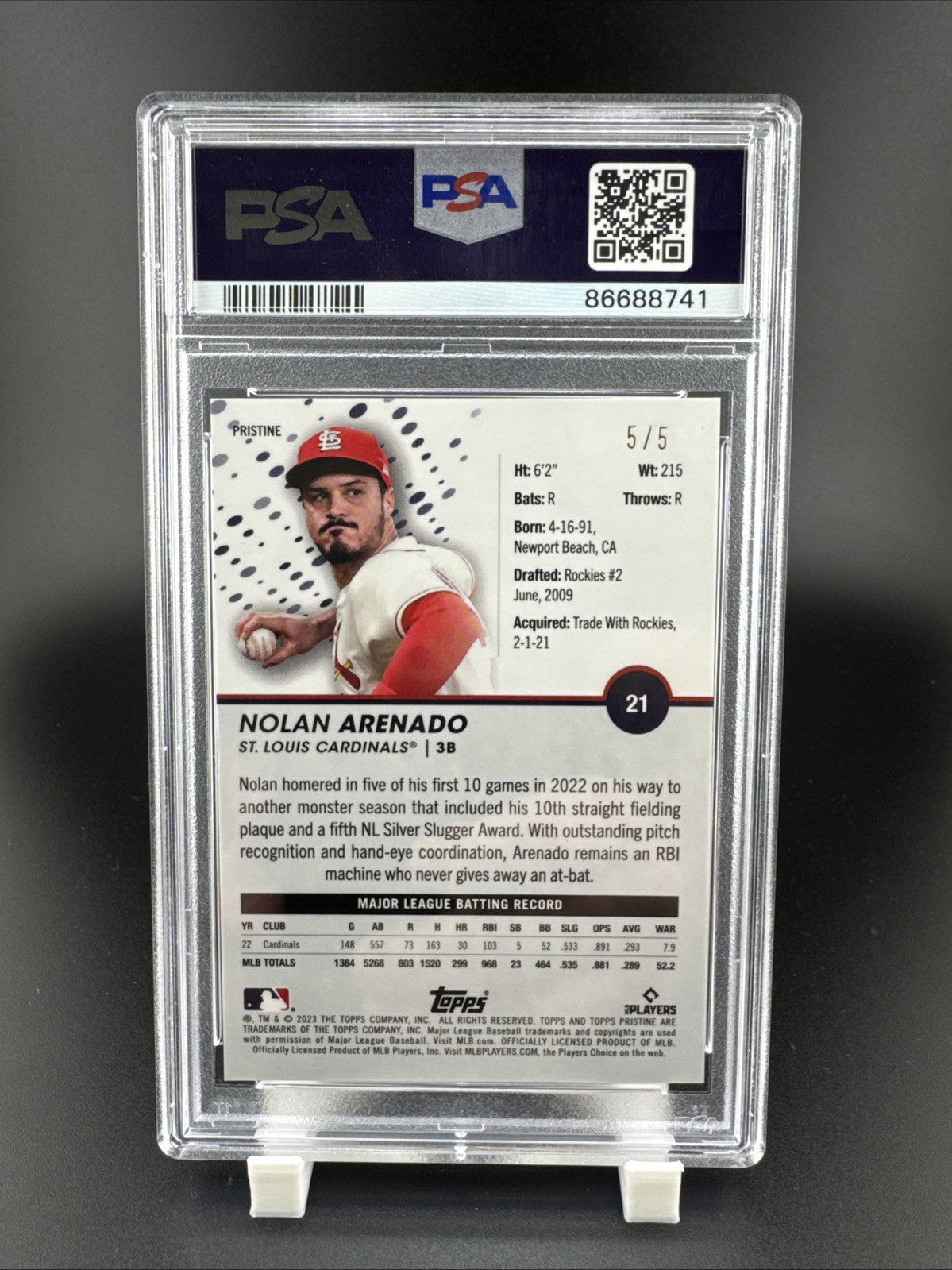 2023 Topps Pristine Nolan Arenado 5/5 Pristine Red #21 PSA 10