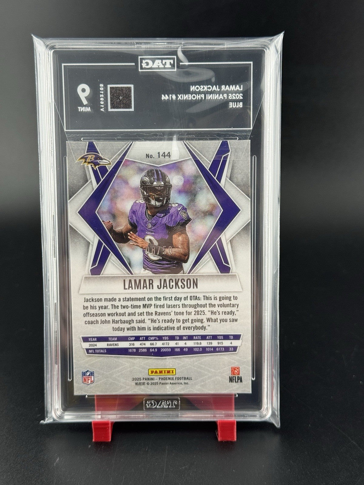 2025 Panini Phoenix - Lamar Jackson #144 Blue /50 TAG 9