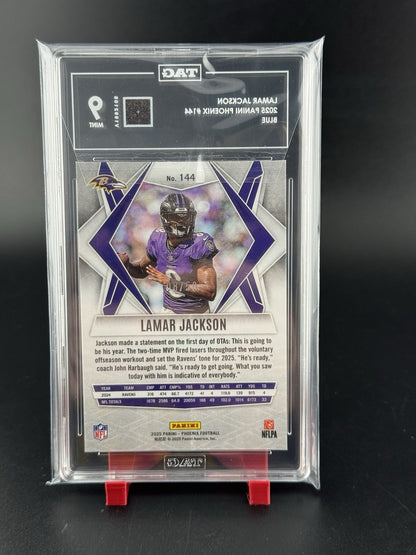 2025 Panini Phoenix - Lamar Jackson #144 Blue /50 TAG 9
