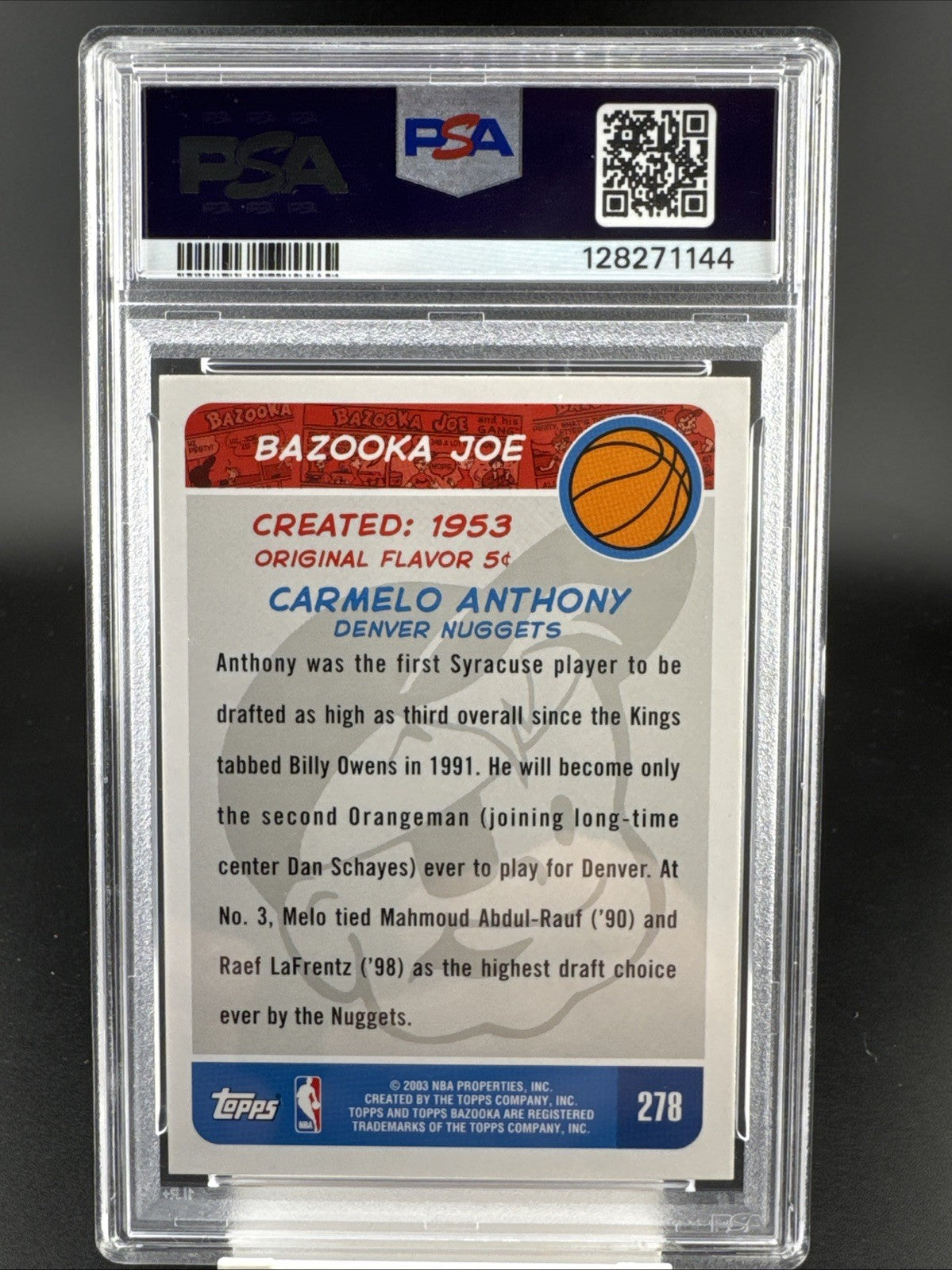 2003-04 Bazooka - Carmelo Anthony #278 (RC)