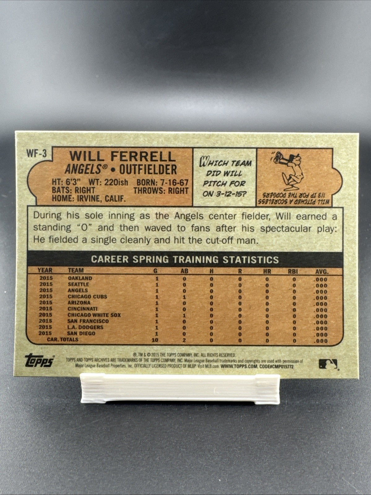 2015 Topps Archives - Will Ferrell Los Angeles Angels #WF-3