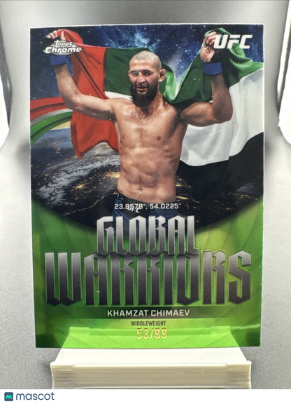 2026 Topps UFC Chrome Global Warriors Green Refractor Khamzat Chimaev /99