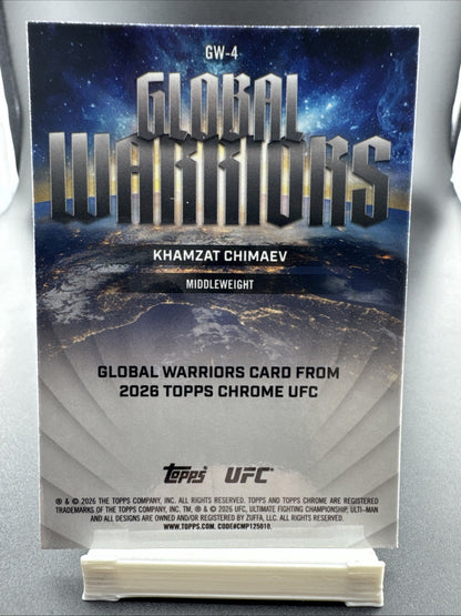 2026 Topps UFC Chrome Global Warriors Green Refractor Khamzat Chimaev /99