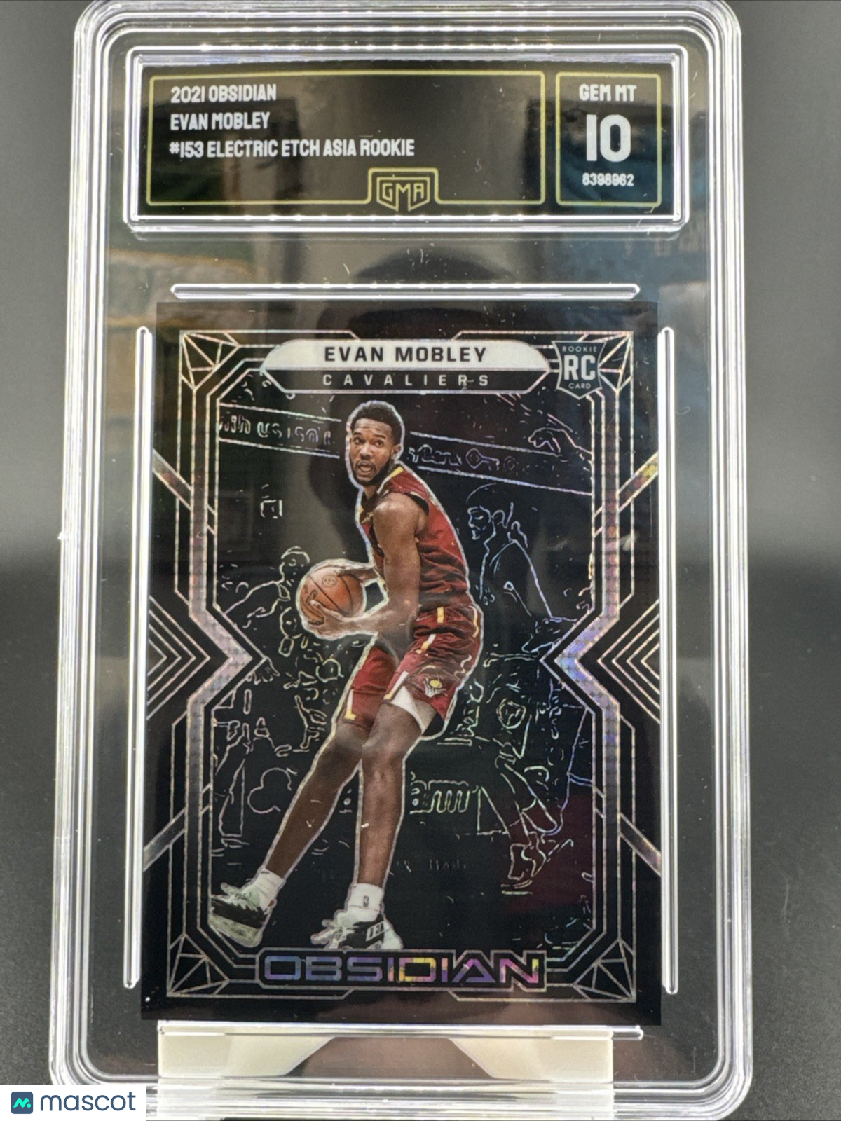 2021-22 Panini Obsidian Evan Mobley #153 Electric Etch Asia Rookie GMA 10