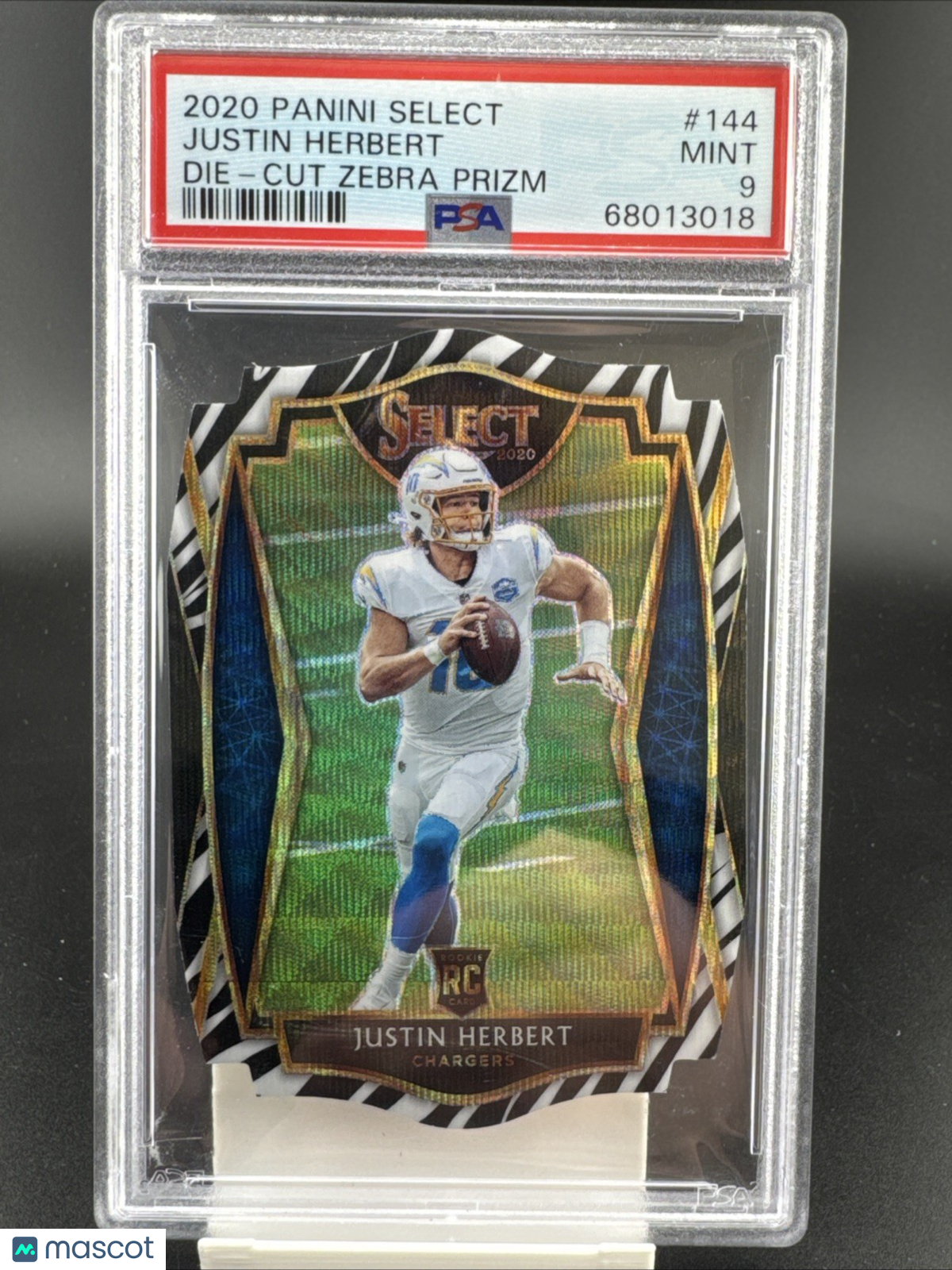 2020 Panini Select - Premier Level Justin Herbert #144 Zebra Prizm Die-Cut (RC)