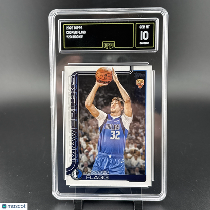 2025 Topps Cooper Flagg Dallas Mavericks Rookie Basketball Card #201 GMA 10