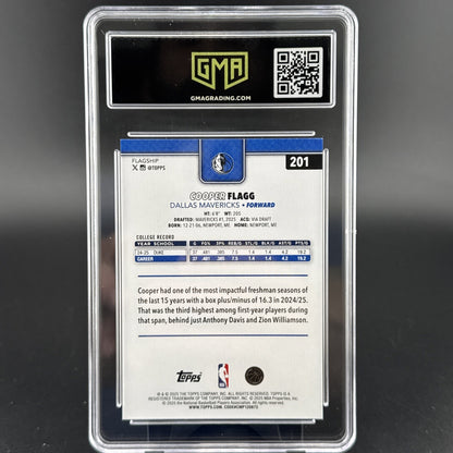 2025 Topps Cooper Flagg Dallas Mavericks Rookie Basketball Card #201 GMA 10