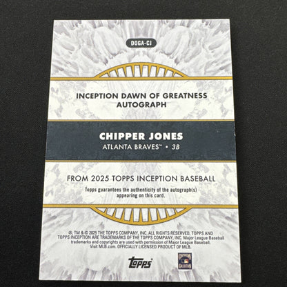 2025 Topps Inception Chipper Jones Auto Dawn of Greatness #52/75 SSP Braves HOF