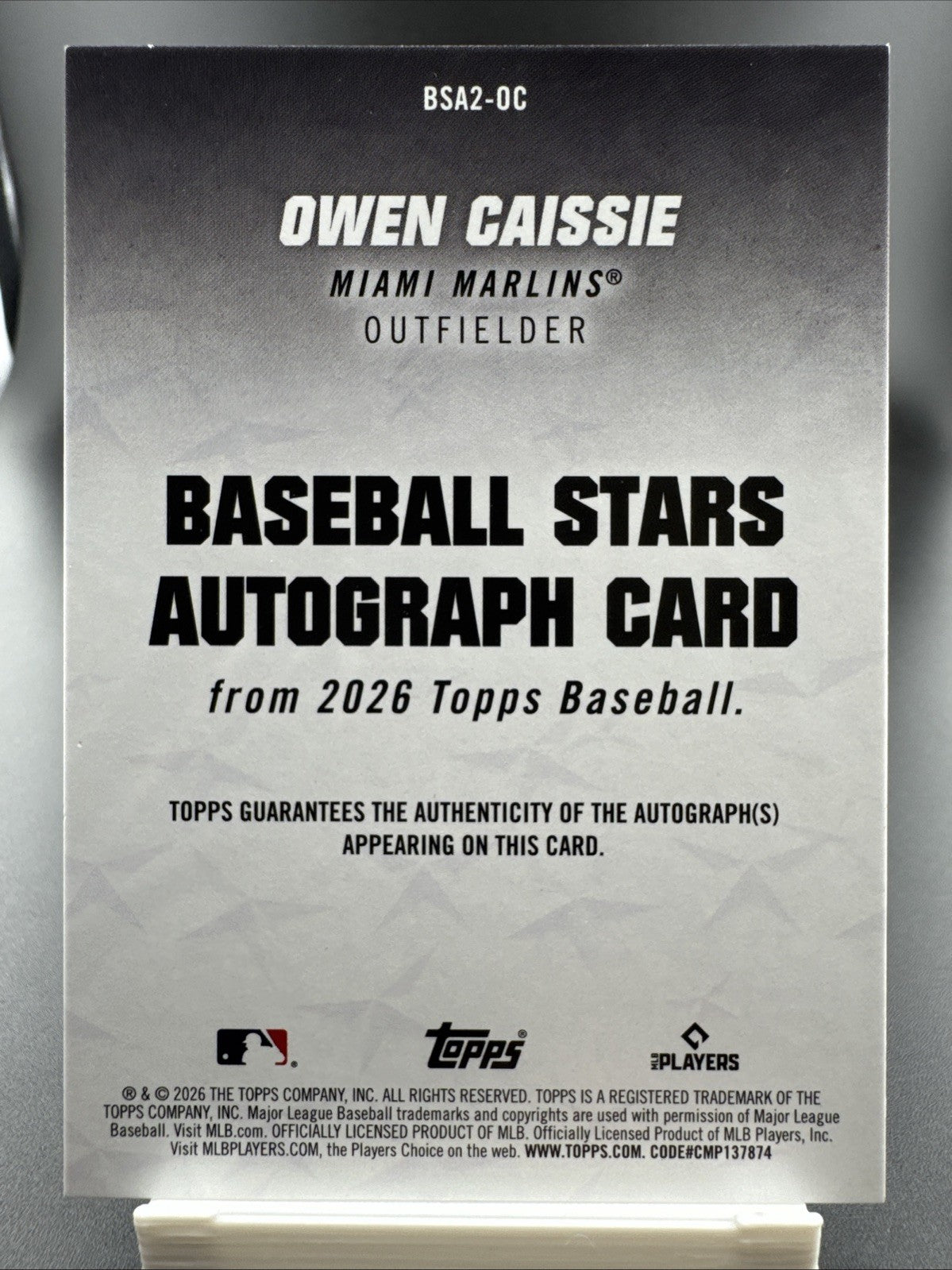 2026 Topps Series 2 Owen Caissie Baseball Stars Auto #BSA2-OC Miami Marlins