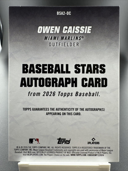 2026 Topps Series 2 Owen Caissie Baseball Stars Auto #BSA2-OC Miami Marlins