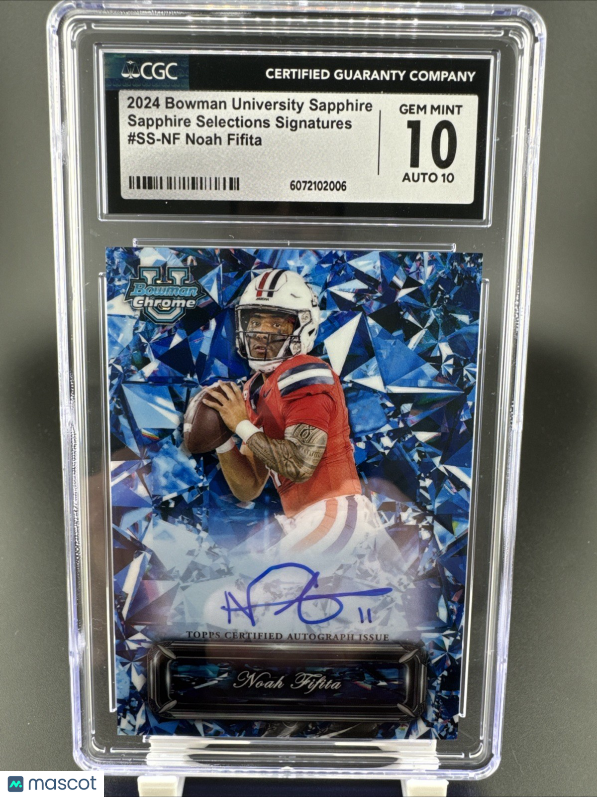 2024 Bowman University Chrome Sapphire Selections Auto Noah Fifita #SS-NF CGC 10