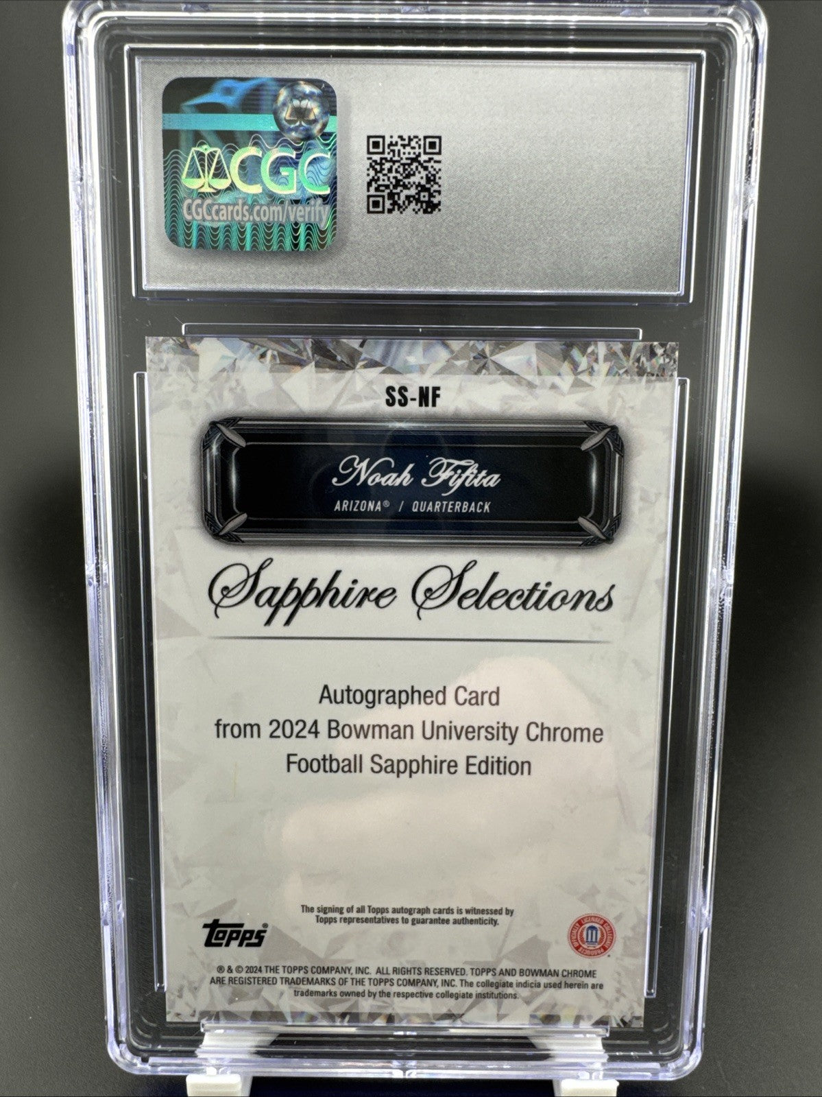 2024 Bowman University Chrome Sapphire Selections Auto Noah Fifita #SS-NF CGC 10