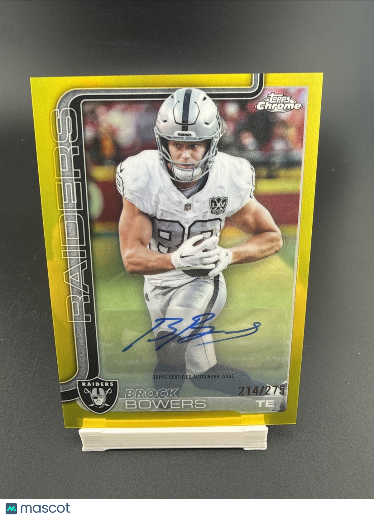 2025 Topps Chrome Brock Bowers Auto Yellow Refractor #/275 Raiders