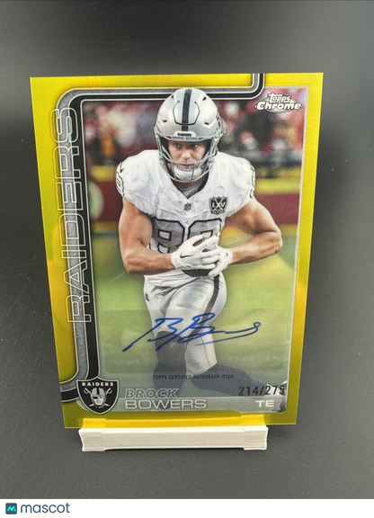 2025 Topps Chrome Brock Bowers Auto Yellow Refractor #/275 Raiders