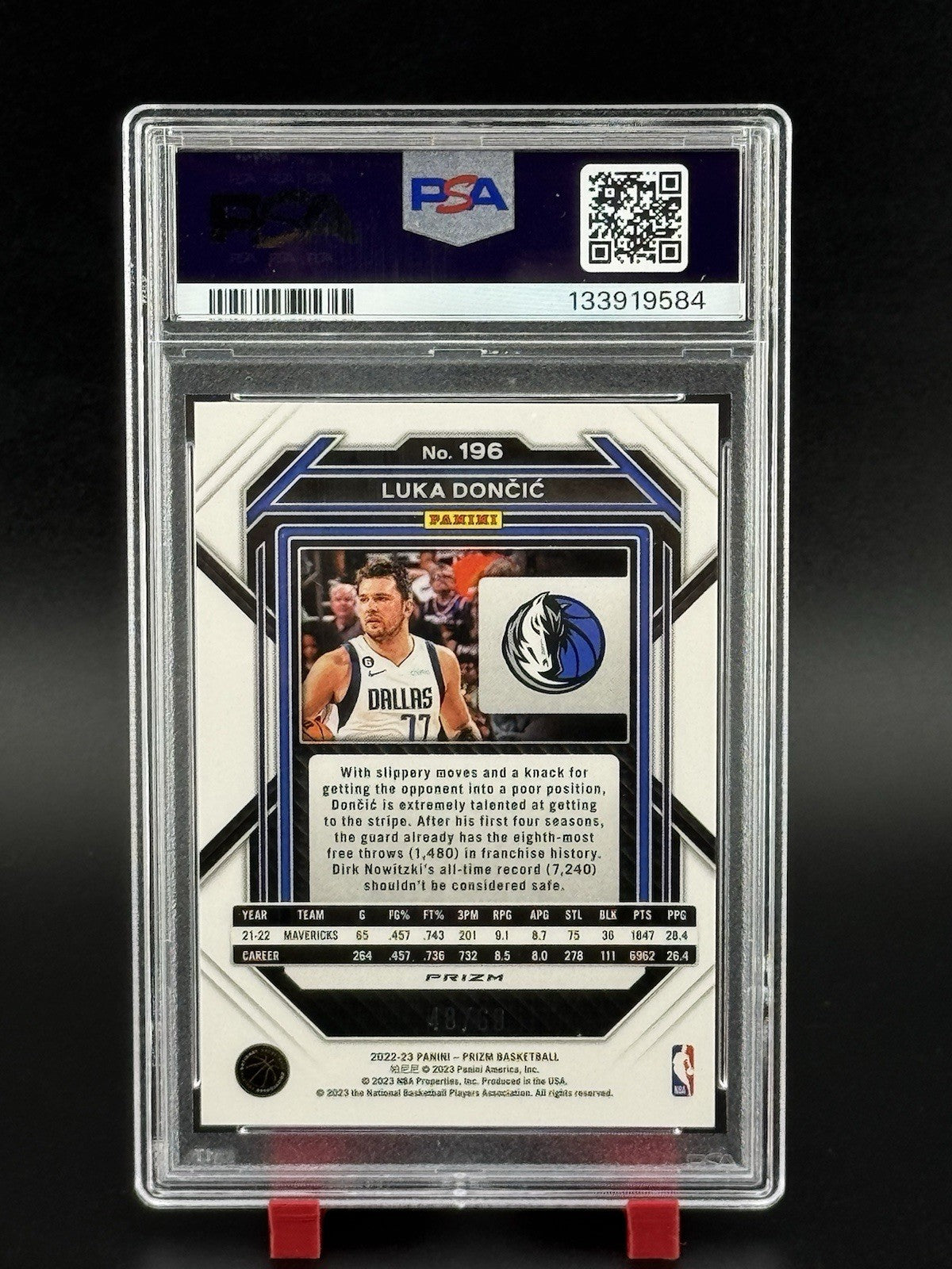 2022-23 Panini Prizm LUKA DONCIC Orange Wave  48/60 PSA 10 GEM MT