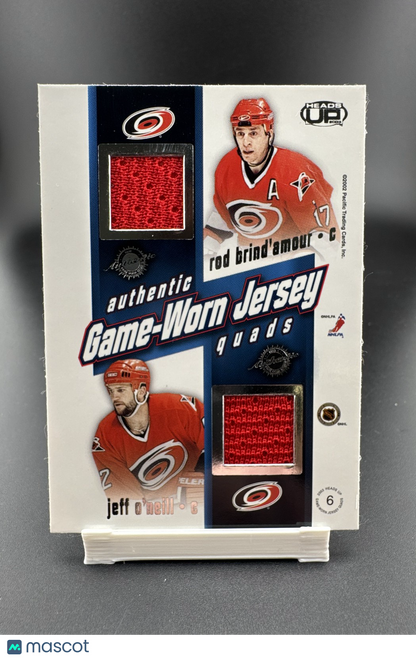 2002-03 Pacific Heads Up - Game-Worn Jersey Quads Ron Francis, Rod Brind'Amour,