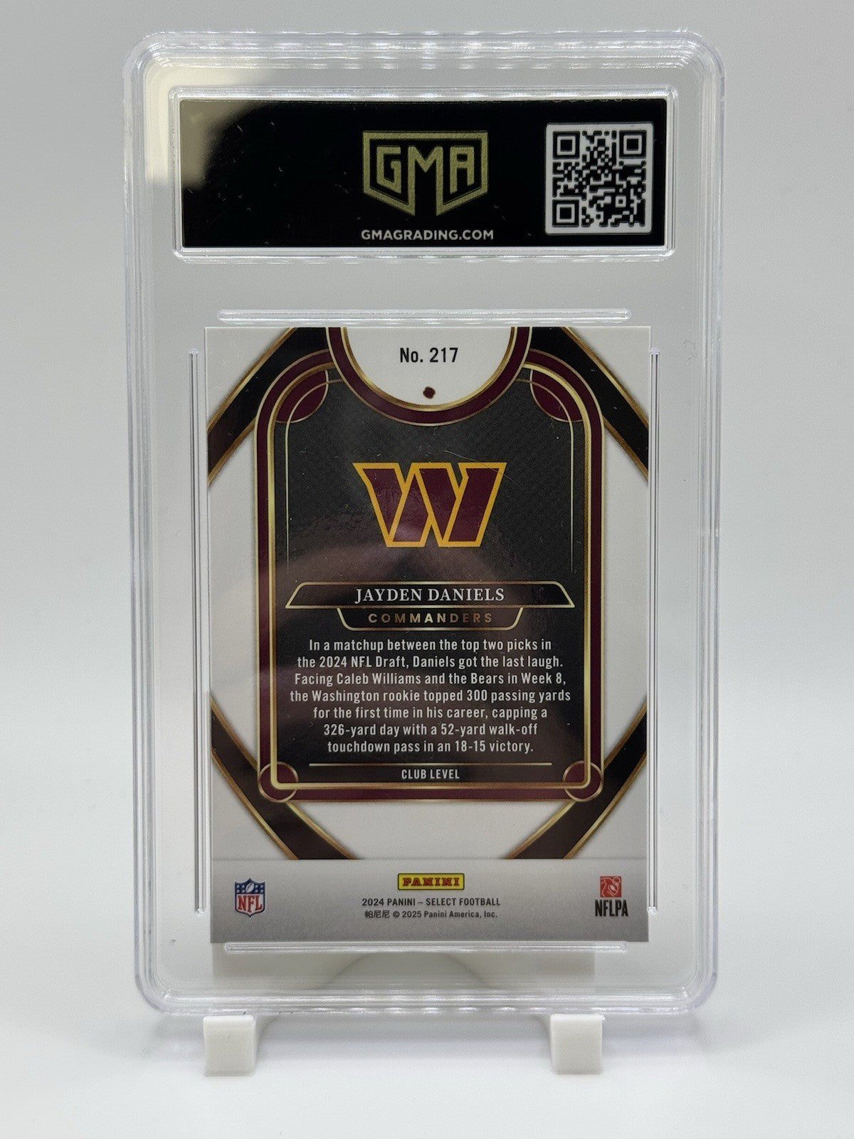 2024 SELECT CLUB LEVEL ROOKIE GMA 10 JAYDEN DANIELS COMMANDERS RC