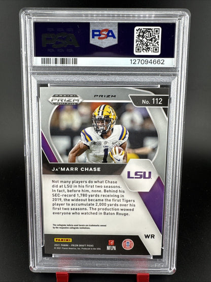 2021 Prizm Draft Picks JaMarr Chase Gold Ice Rookie #112 PSA 9