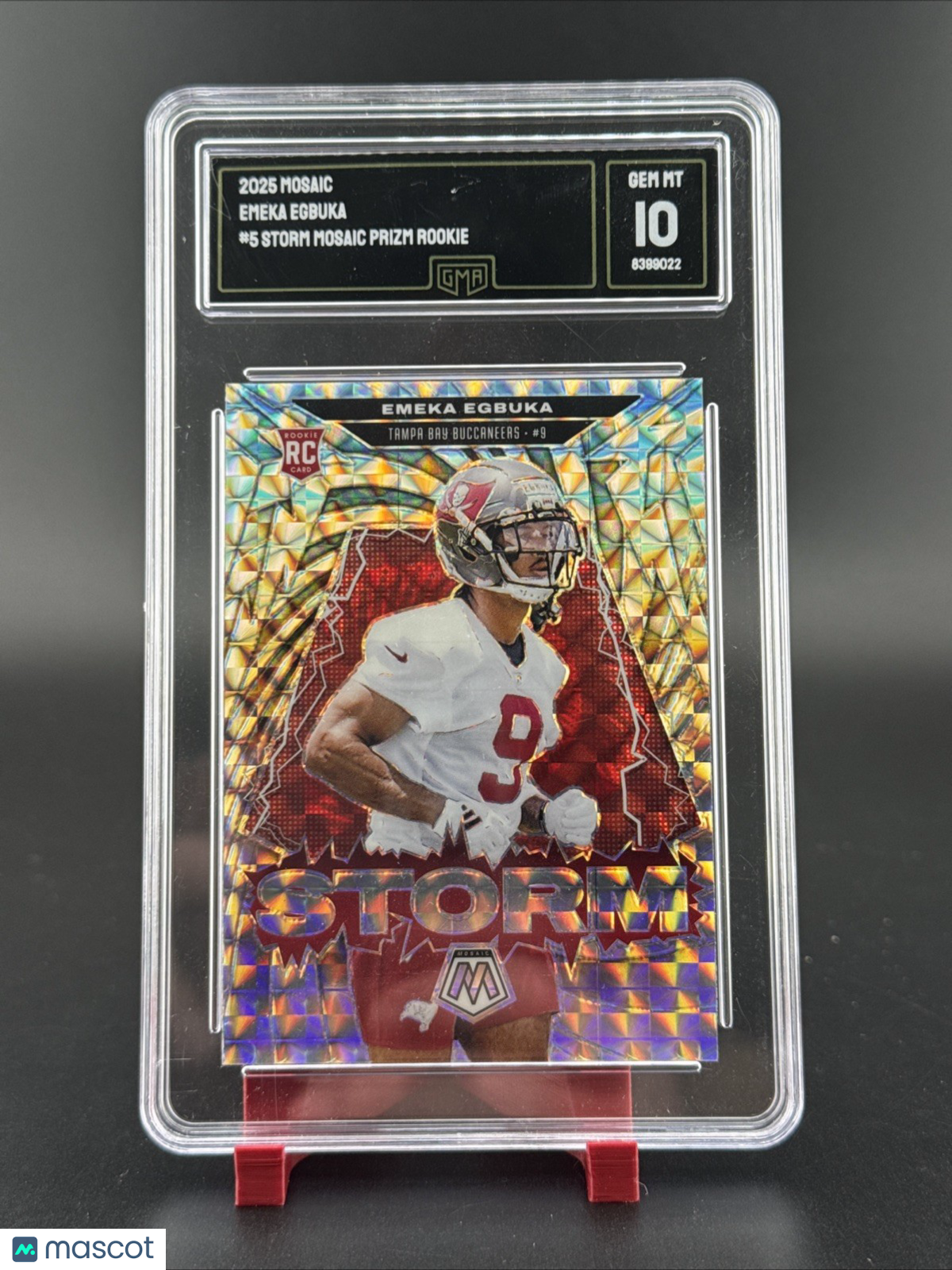2025 Panini Mosaic Emeka Egbuka Storm RC Rookie Mosaic #5 Buccaneers GMA 10