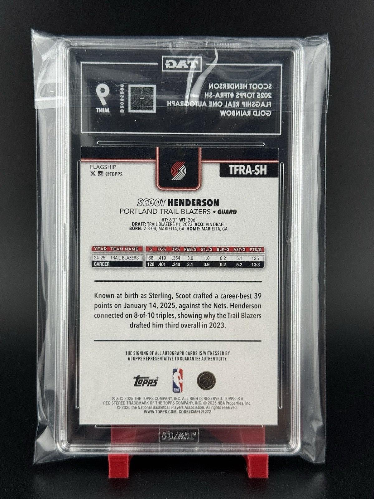 2025-26 Topps Flagship Scoot Henderson #TFRA-SH Real One Auto Gold Rainbow 48/50