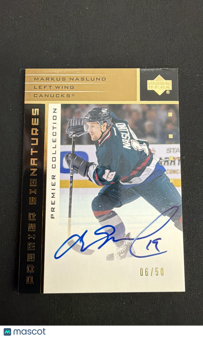2002-03 Upper Deck Premier Collection - Signatures Markus Naslund /50