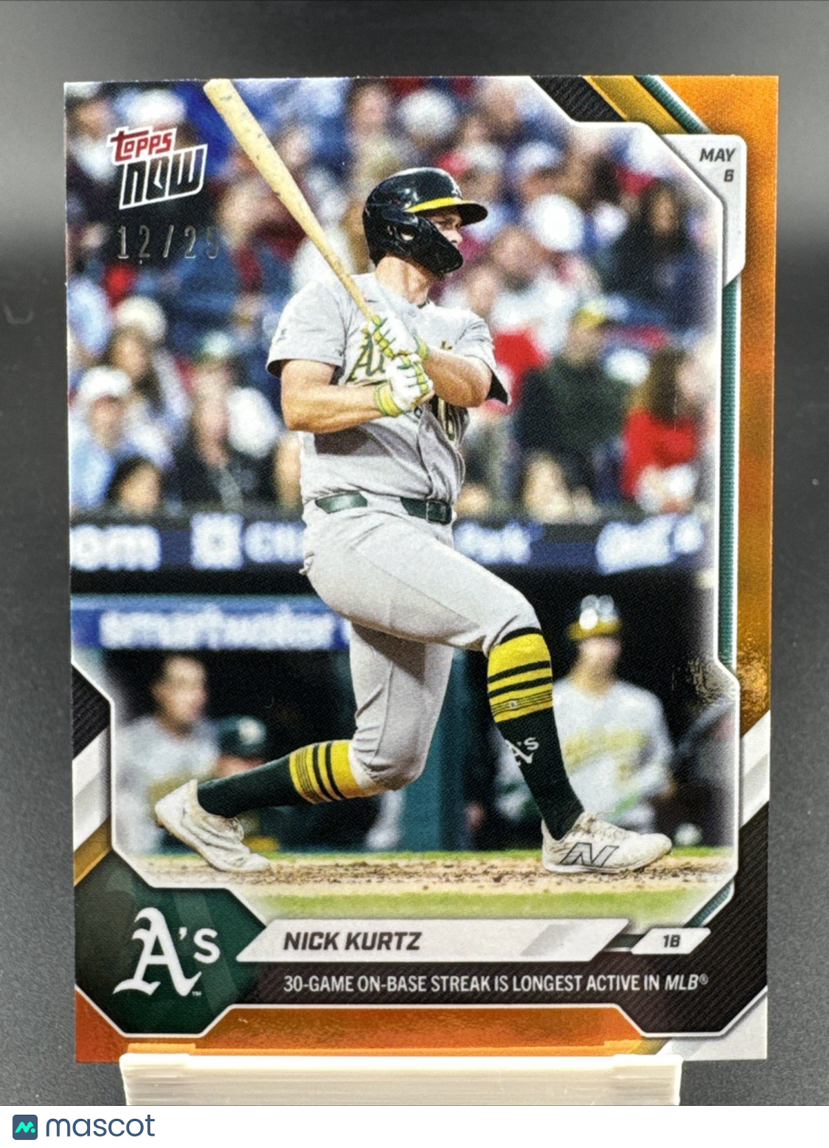 Nick Kurtz 30 Game Streak 2026 MLB Topps NOW Card 173 Orange Foil /25