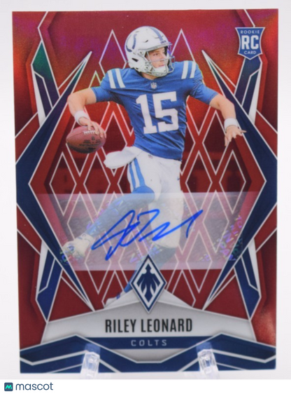 2025 Panini Phoenix Riley Leonard #170 Red Auto /99 RC Colts