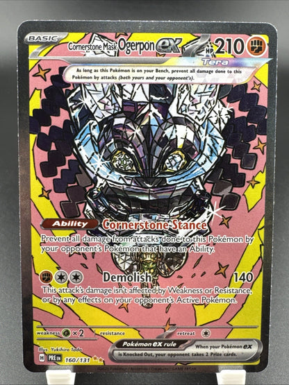 Pokemon Cornerstone Mask Ogerpon ex 160/131 Sv: Prismatic Evolutions Holo
