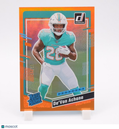 2023 Donruss De'Von Achane Orange Holo Stat line Rated Rookie 26/28 #365 Miami