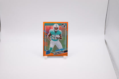 2023 Donruss De'Von Achane Orange Holo Stat line Rated Rookie 26/28 #365 Miami