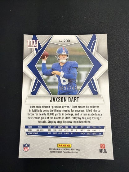 2025 Panini Phoenix - Rookies Jaxson Dart #200 Purple Winter /249 (RC)