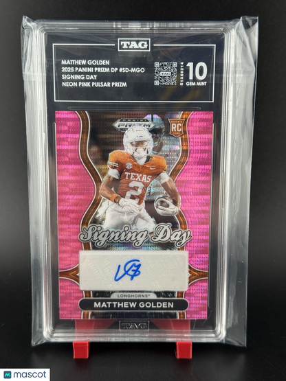 2025 Prizm Draft Picks Signing Day Matthew Golden Pink /15 TAG GEM MINT 10