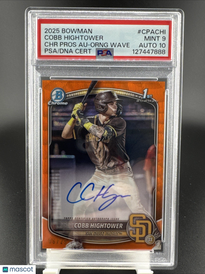 2025 Bowman Cobb Hightower CHR Pros Auto Orange Wave 6/25 PSA 9 #CPACHI