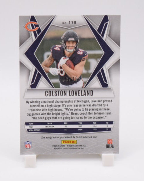Colston Loveland 2025 Panini Phoenix #179 Rookies Silver Auto Rookie RC /199